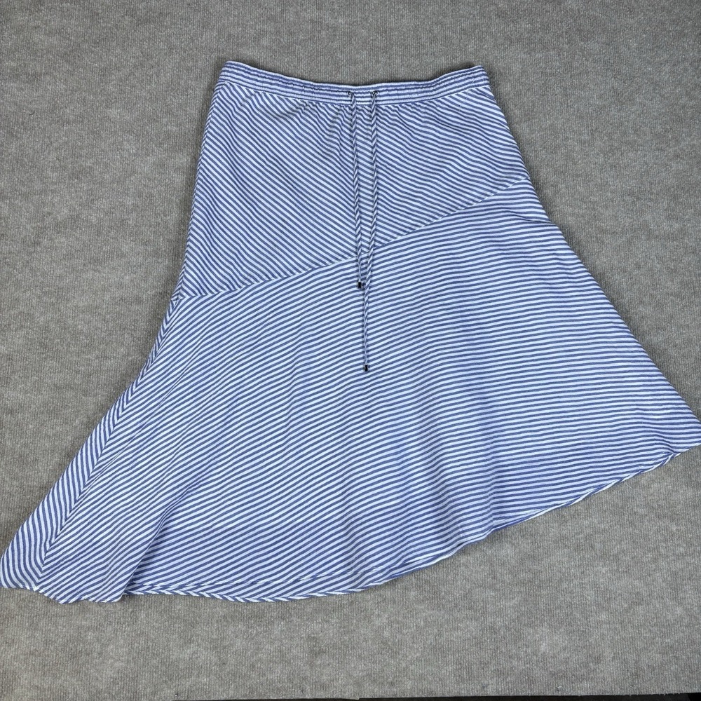 Lauren Ralph Lauren Skirt Womens 12 Blue White Striped A Line Drawstring Cotton
